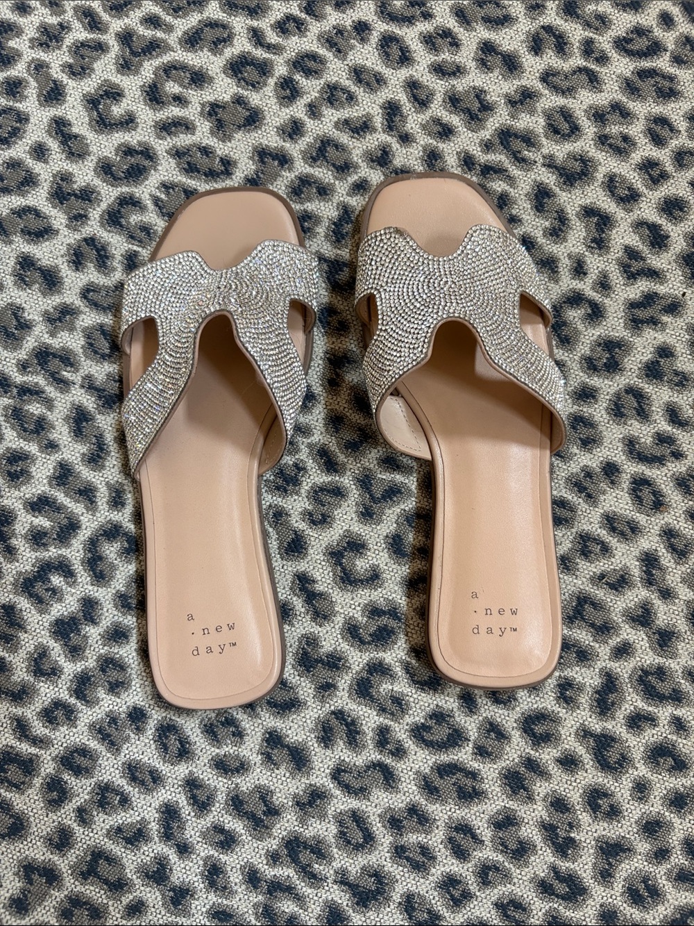 a new day Nude Rhinestone-Embellished Slide Sandals